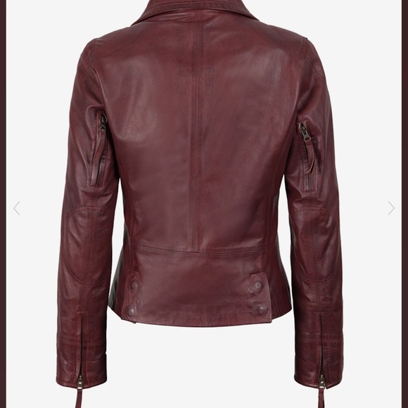 Real Lambskin Leather Jacket Burgundy sz 2X - Picture 3 of 7